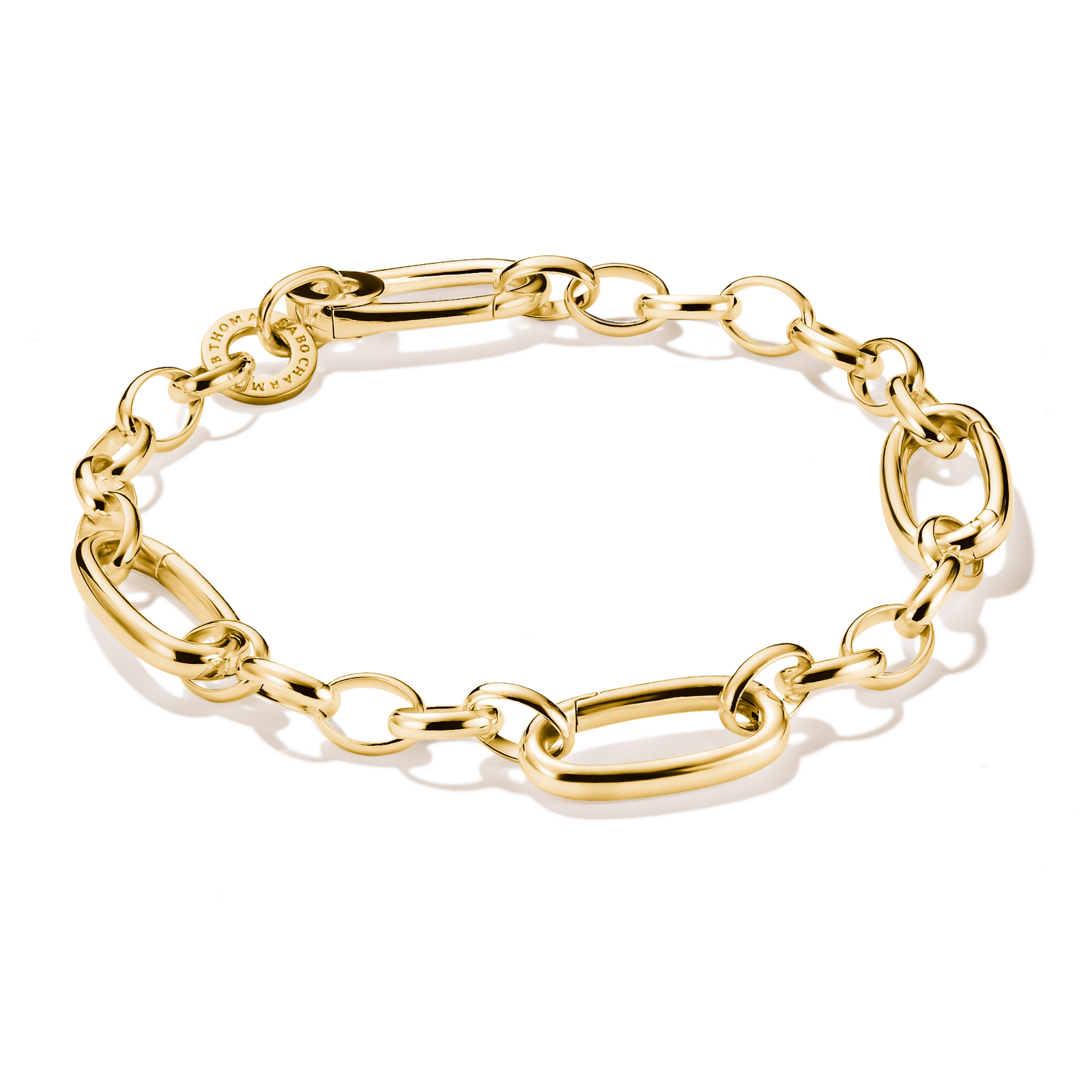Charm bracelet with three Connect links Gold