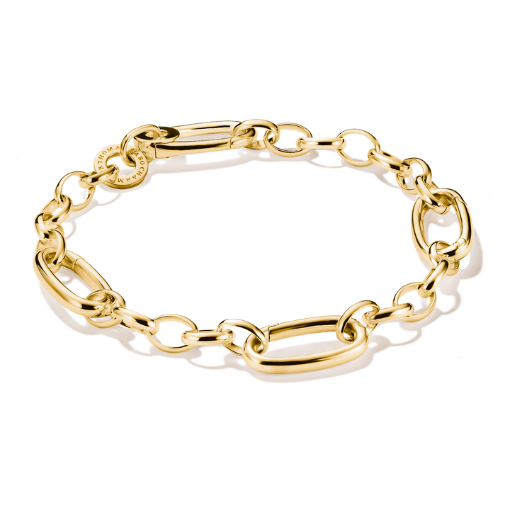 Charm bracelet with three Connect links Gold