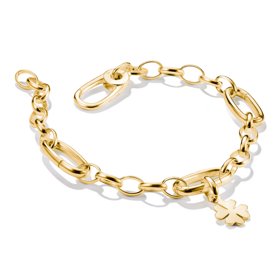 Charm bracelet with three Connect links Gold