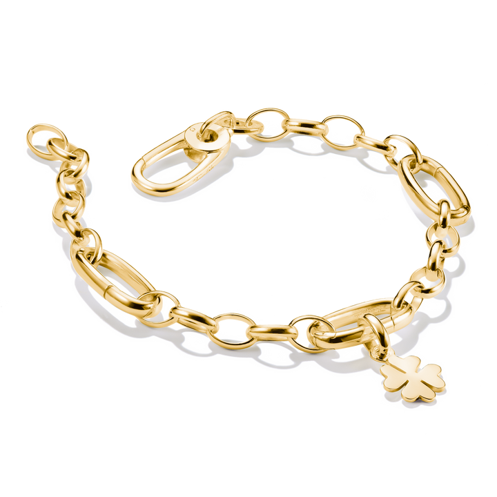 Charm bracelet with three Connect links Gold