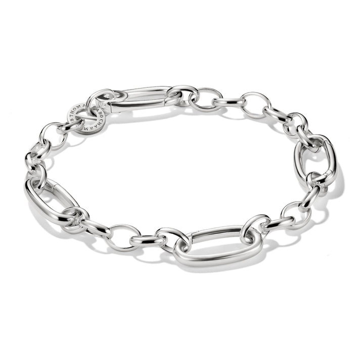 Silver-Plated Charm Club Bracelet with 3 Connect Links