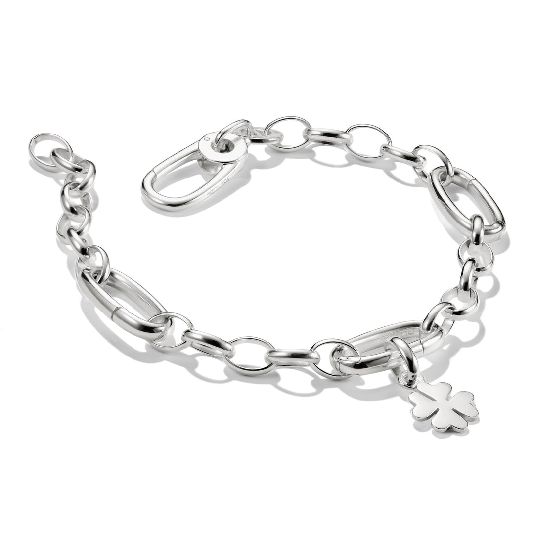 Silver-Plated Charm Club Bracelet with 3 Connect Links