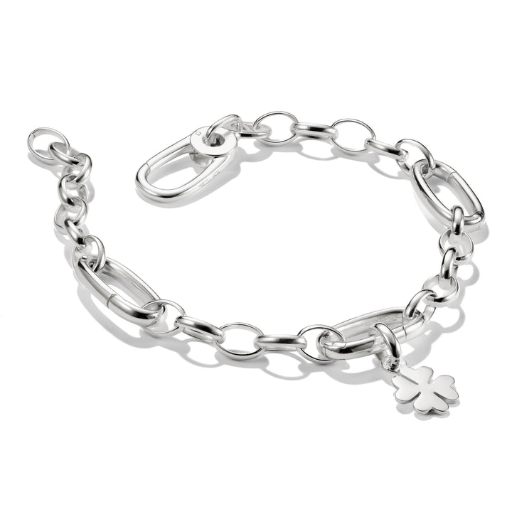 Silver-Plated Charm Club Bracelet with 3 Connect Links