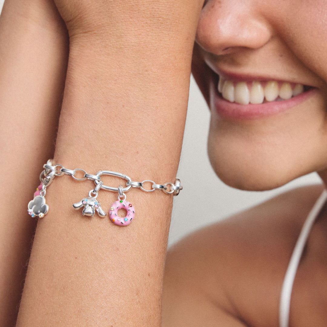 Silver-Plated Charm Club Bracelet with 3 Connect Links