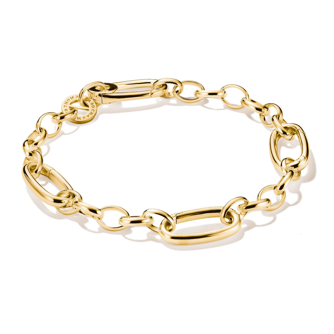 Gold-Tone Stainless Steel Charm Club Bracelet with 3 Connect Links