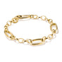 Gold-Tone Stainless Steel Charm Club Bracelet with 3 Connect Links