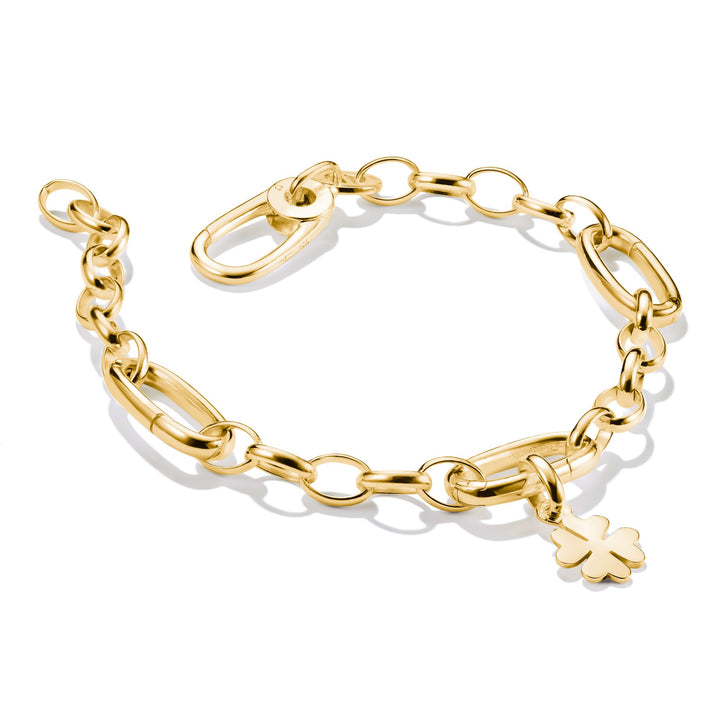 Gold-Tone Stainless Steel Charm Club Bracelet with 3 Connect Links