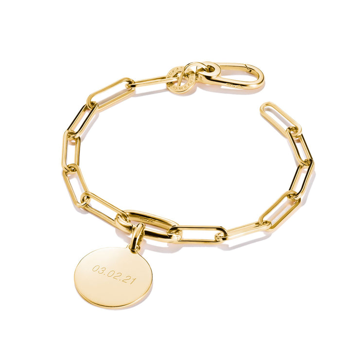 Gold-Tone Stainless Steel Charm Club Chunky Link Bracelet