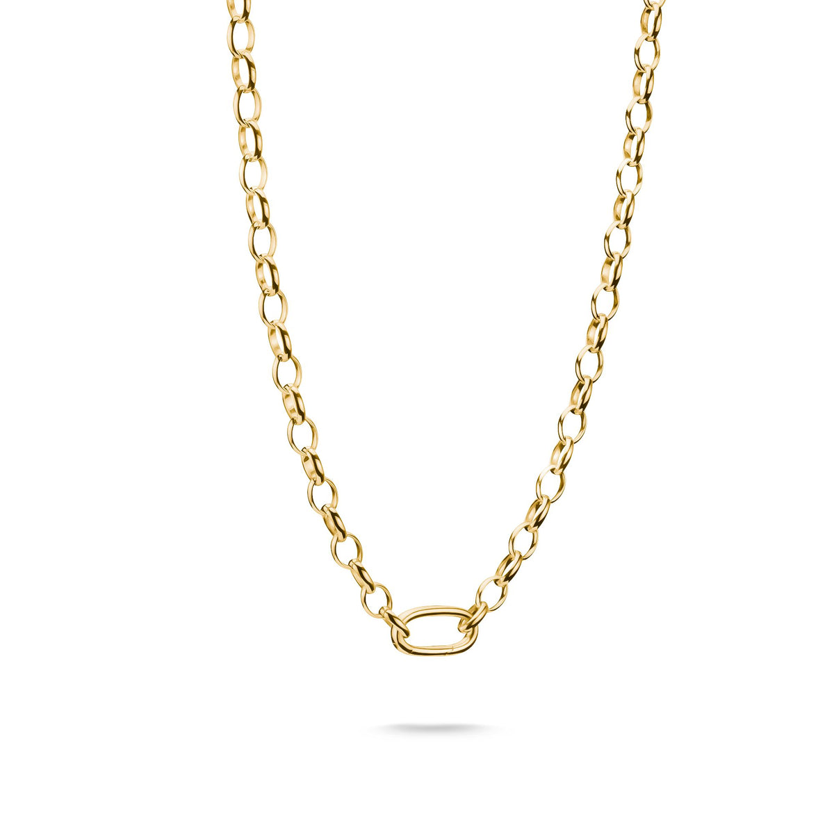 Gold-Tone Stainless Steel Charm Club Necklace with Connect Link