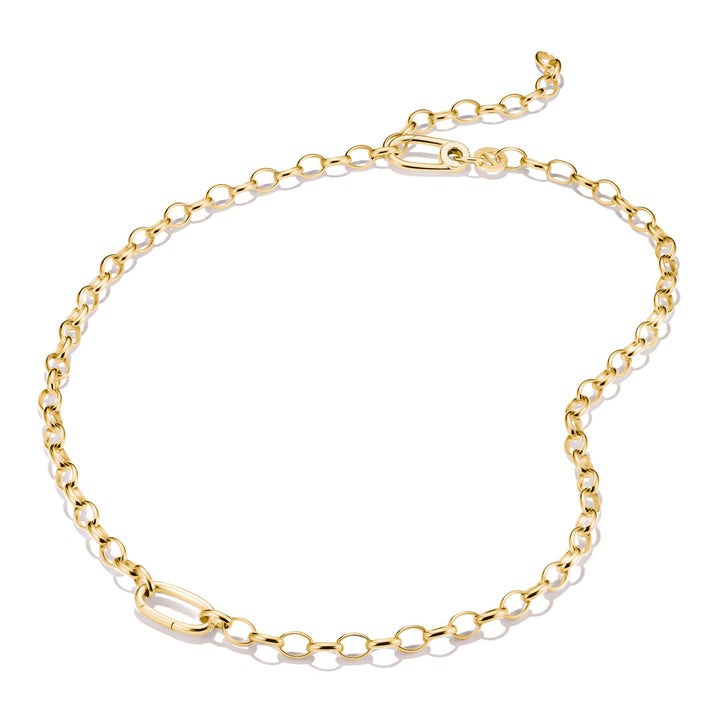 Gold-Tone Stainless Steel Charm Club Necklace with Connect Link