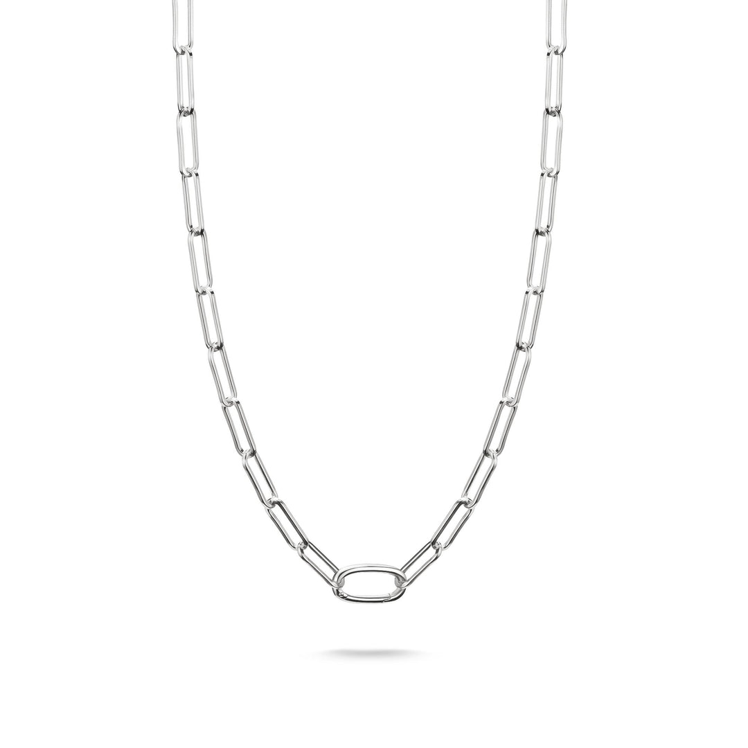 Silver-Plated Charm Club Paperclip Necklace