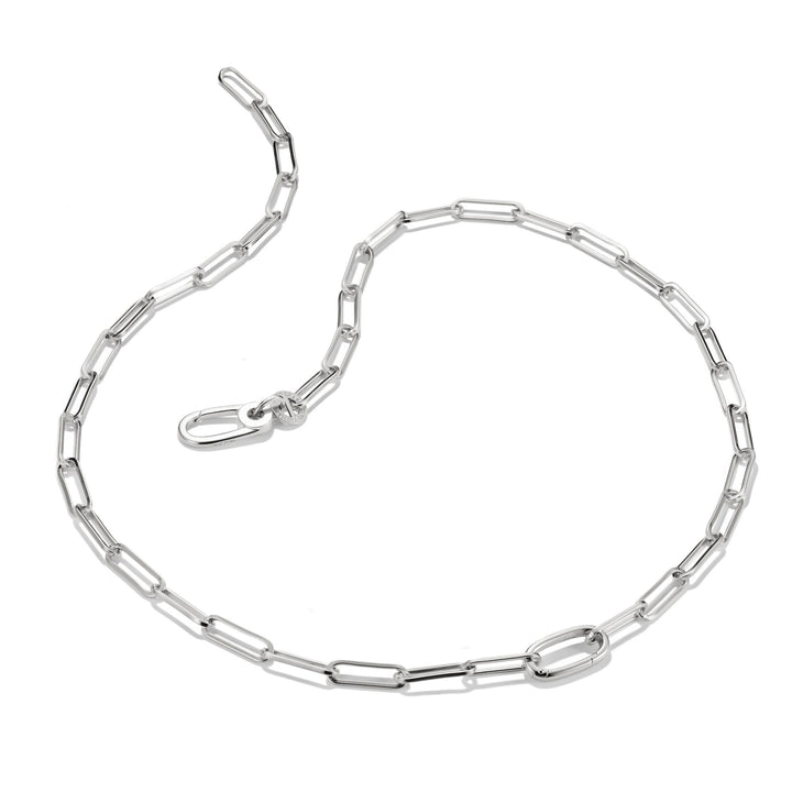 Silver-Plated Charm Club Paperclip Necklace