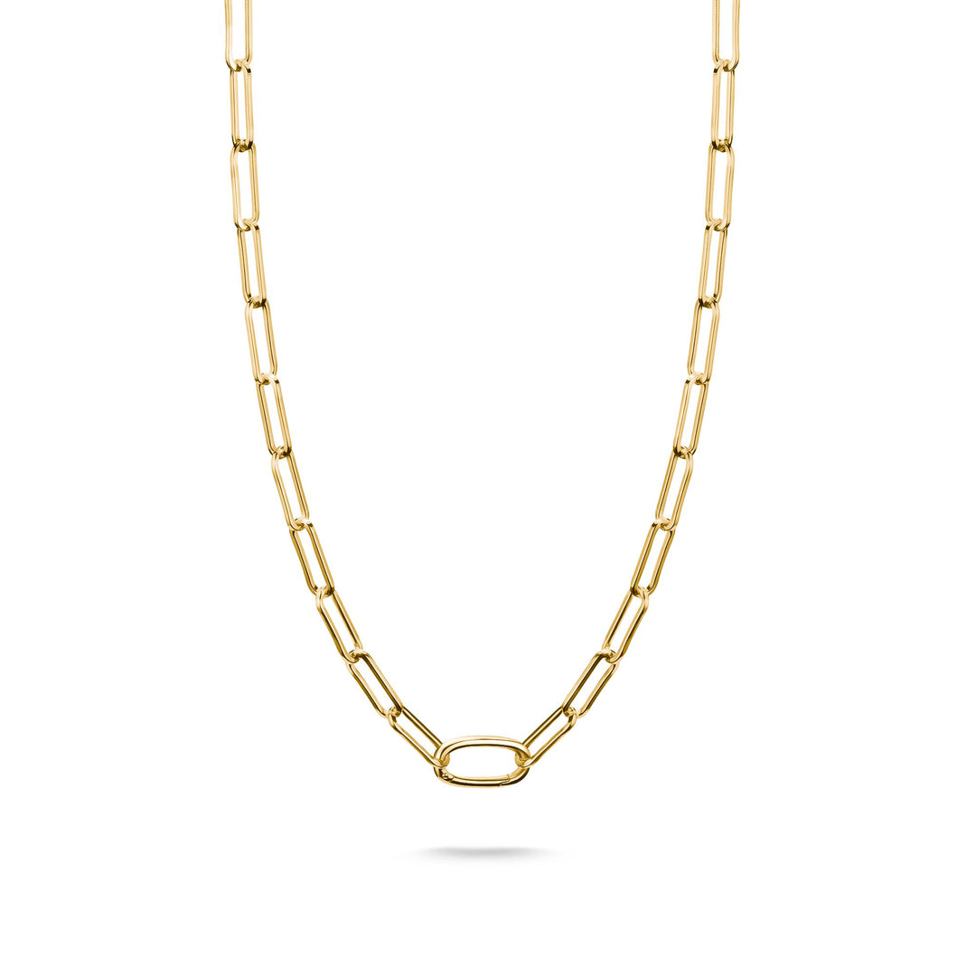 Gold-Tone Stainless Steel Charm Club Paperclip Necklace