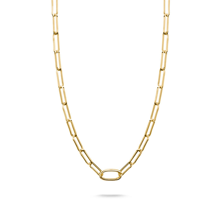 Gold-Tone Stainless Steel Charm Club Paperclip Necklace