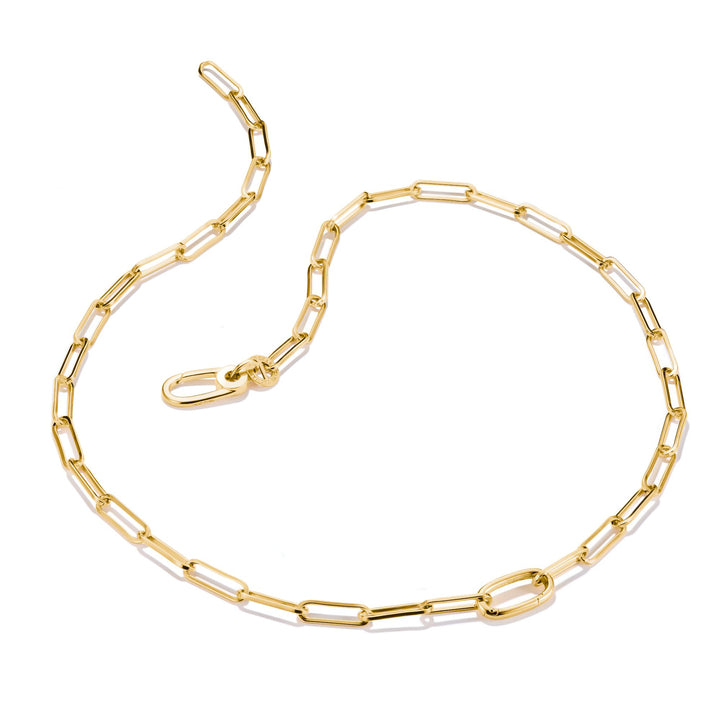 Gold-Tone Stainless Steel Charm Club Paperclip Necklace