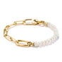 Connect Charm Bracelet Paperclip with Pearls Gold