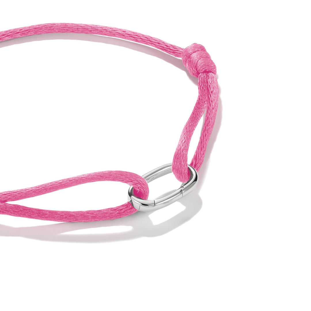 Pink Textile Charm Club Bracelet with Silver-Plated Clasp