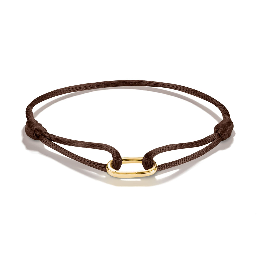 Brown Textile Charm Club Bracelet with Gold-Tone Clasp
