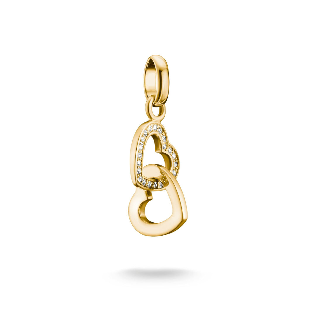 Gold-Plated Double Heart Charm with White Zirconia | THOMAS SABO