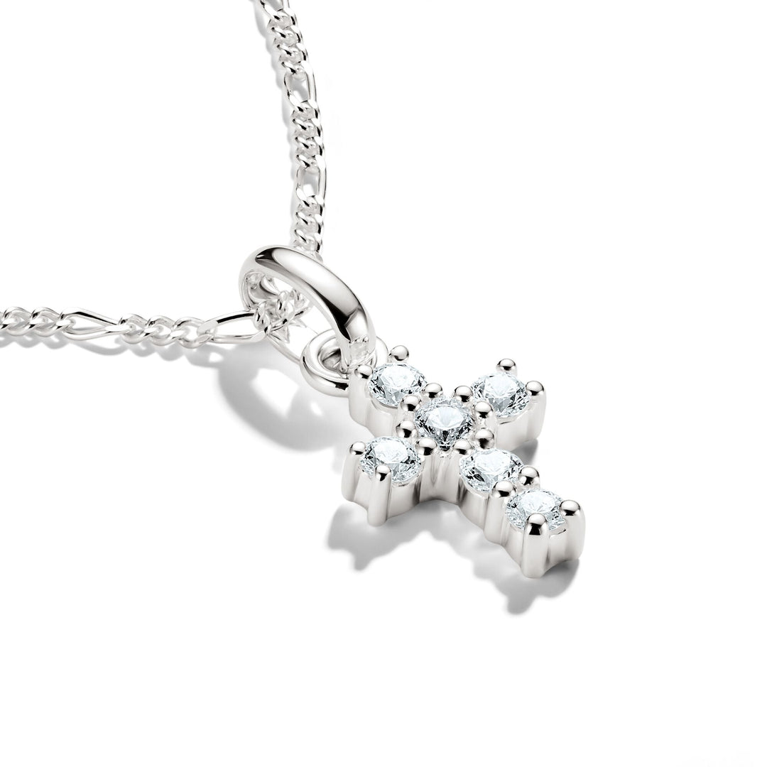Connect Charm cross with white stones