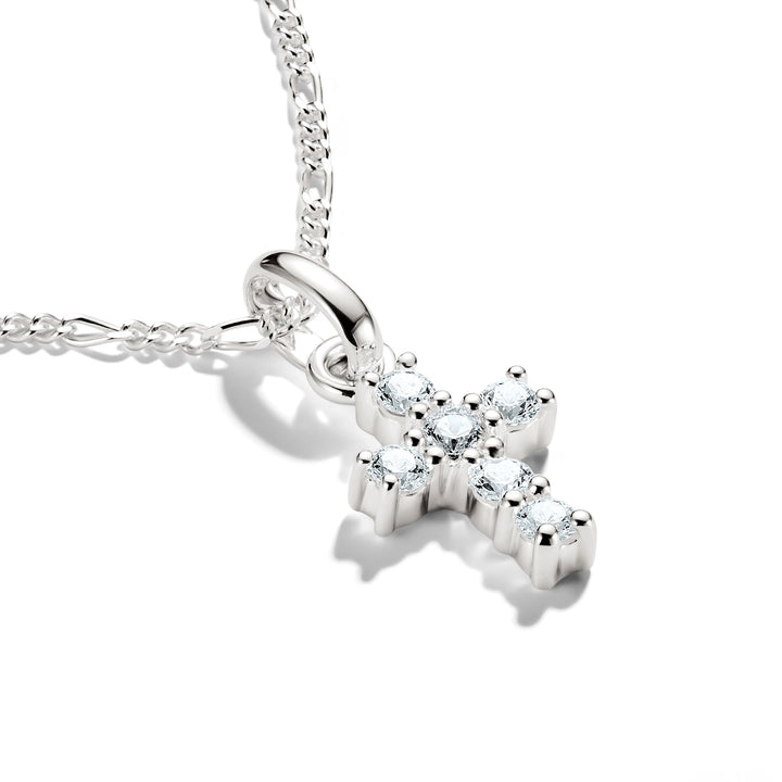Connect Charm cross with white stones
