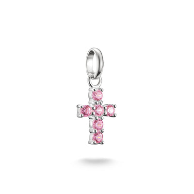 Charm pendant cross with pink stones Connect  | THOMAS SABO Australia