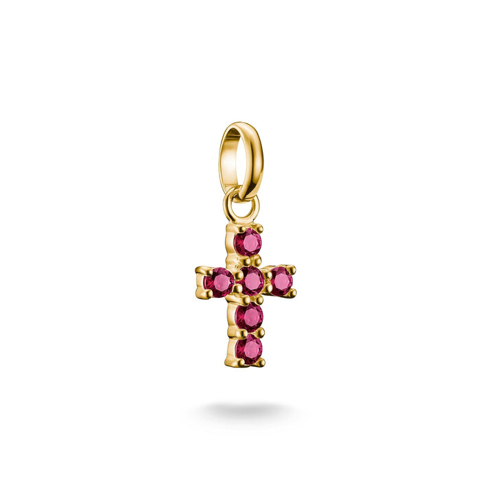 Gold-Plated Cross Charm with Lab-Grown Ruby | THOMAS SABO
