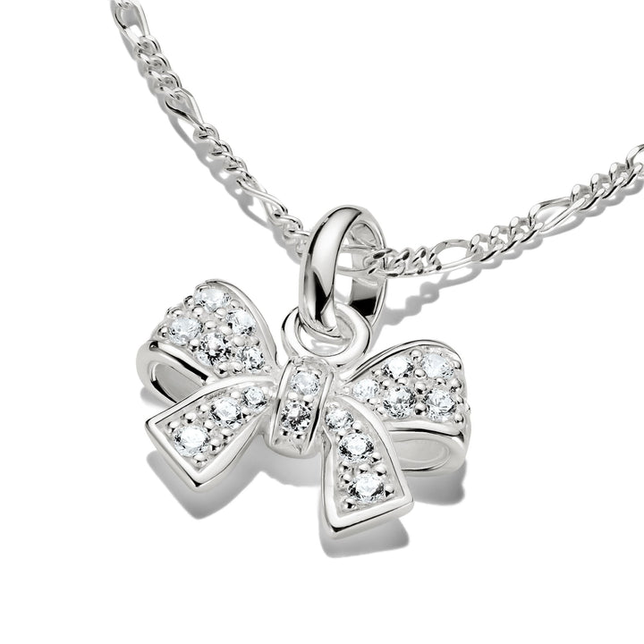 Connect Charm bow with stones in Silver