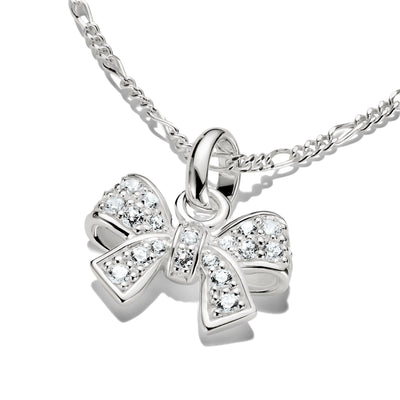 Connect Charm bow with stones in Silver