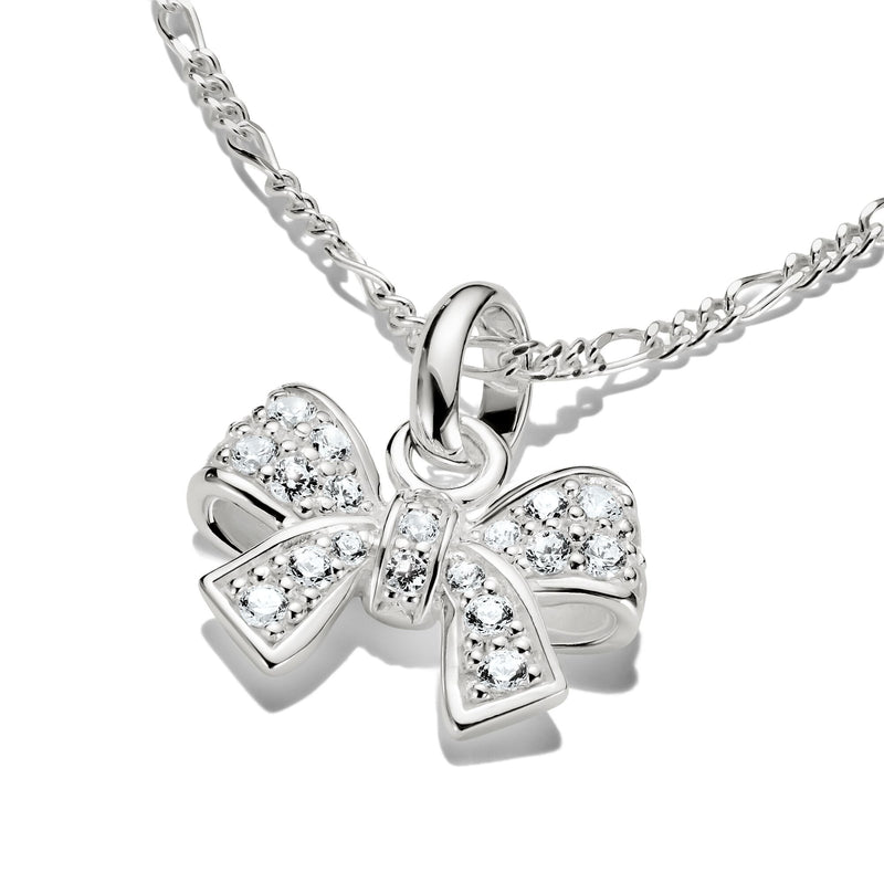 Connect Charm bow with stones in Silver