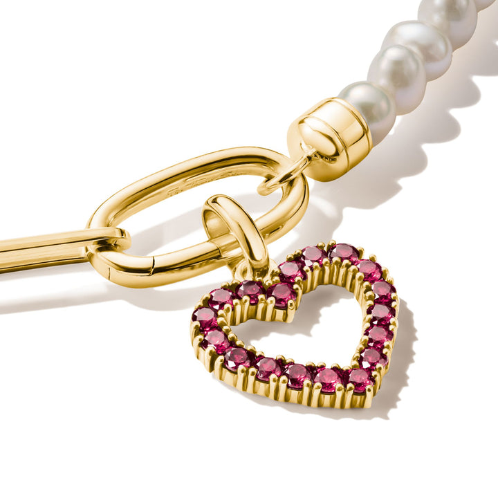 Gold-Plated Heart Charm with Lab-Grown Ruby