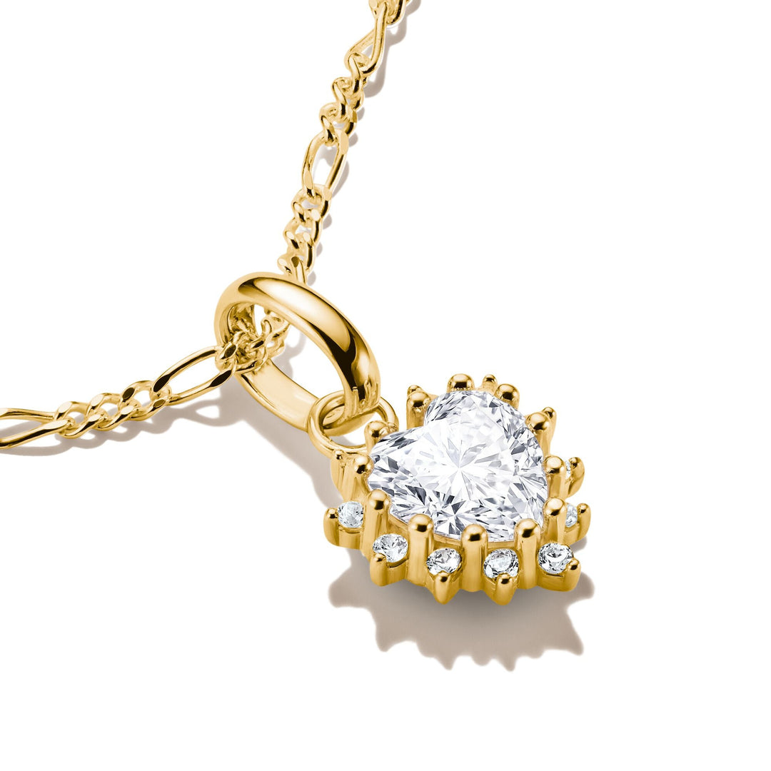 Gold-Plated Heart Charm with Heart-Cut White Zirconia