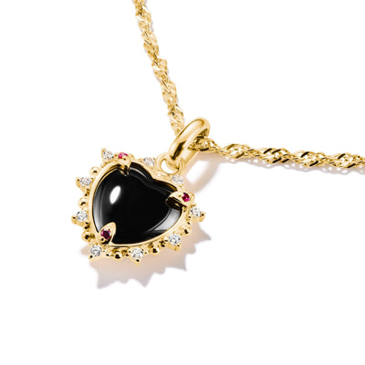 Connect Charm black vintage heart Gold