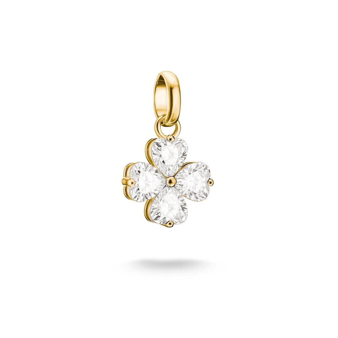 Gold-Plated Four-Leaf Clover Charm with Heart-Cut White Zirconia | THOMAS SABO