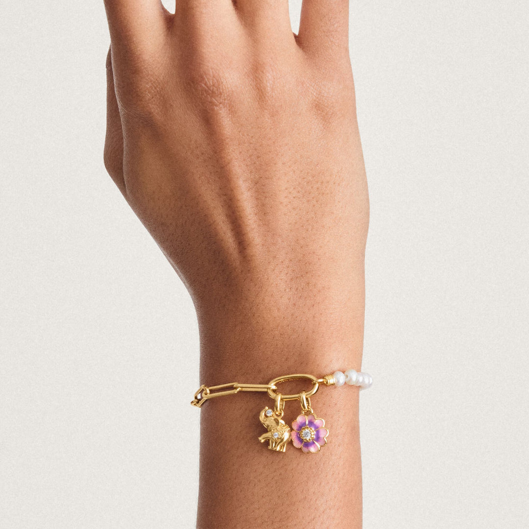 Gold-Plated Elephant Charm with White Zirconia