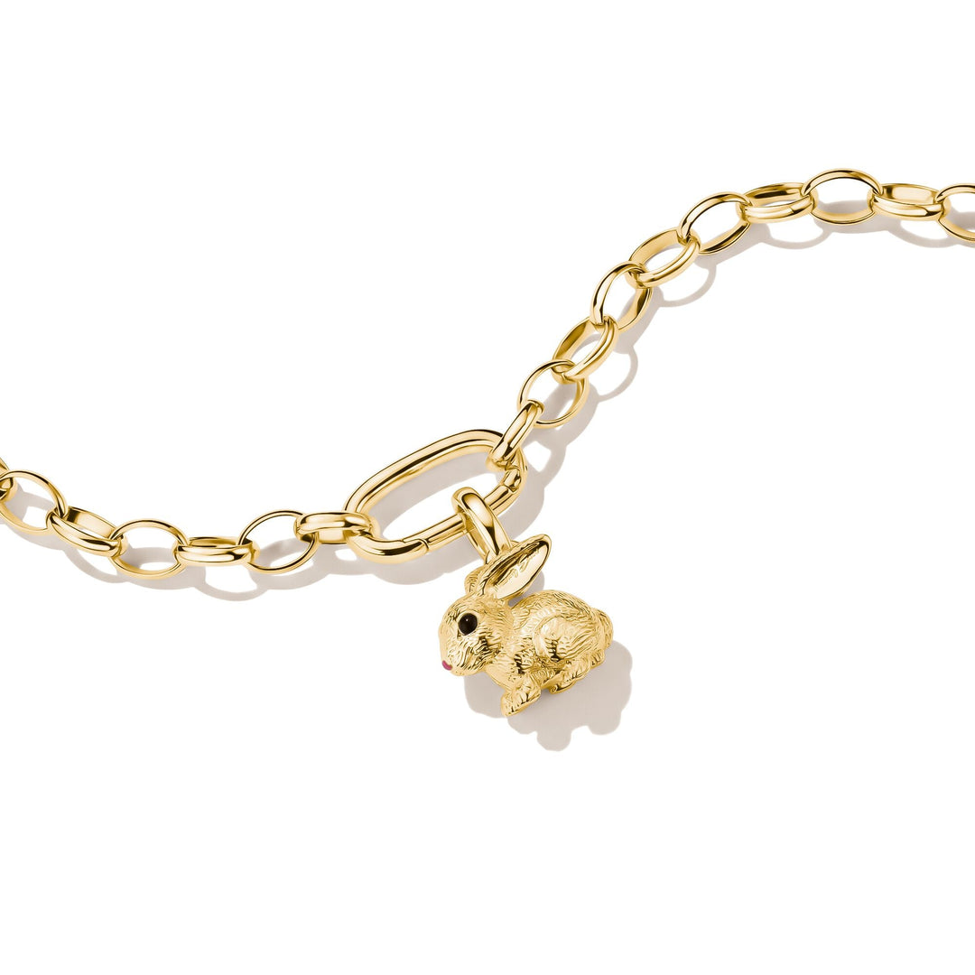Gold-Plated Rabbit Charm with Enamel
