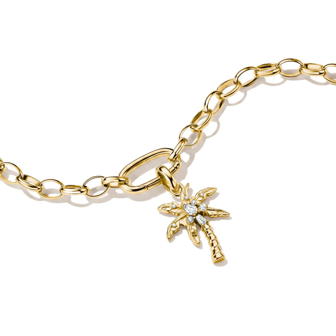 Gold-Plated Palm Tree Charm with White Zirconia