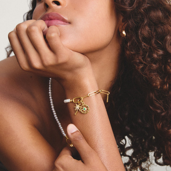 Gold-Plated Palm Tree Charm with White Zirconia