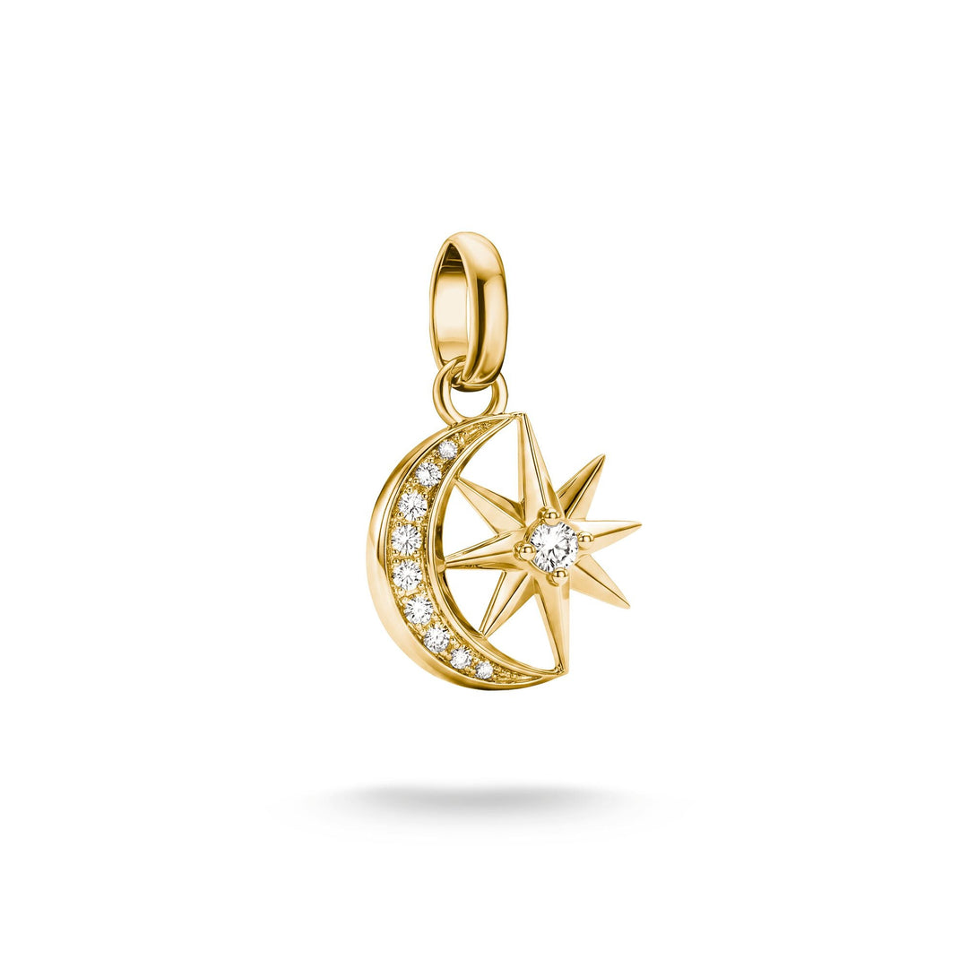 Gold-Plated Moon and Star Charm with White Zirconia | THOMAS SABO