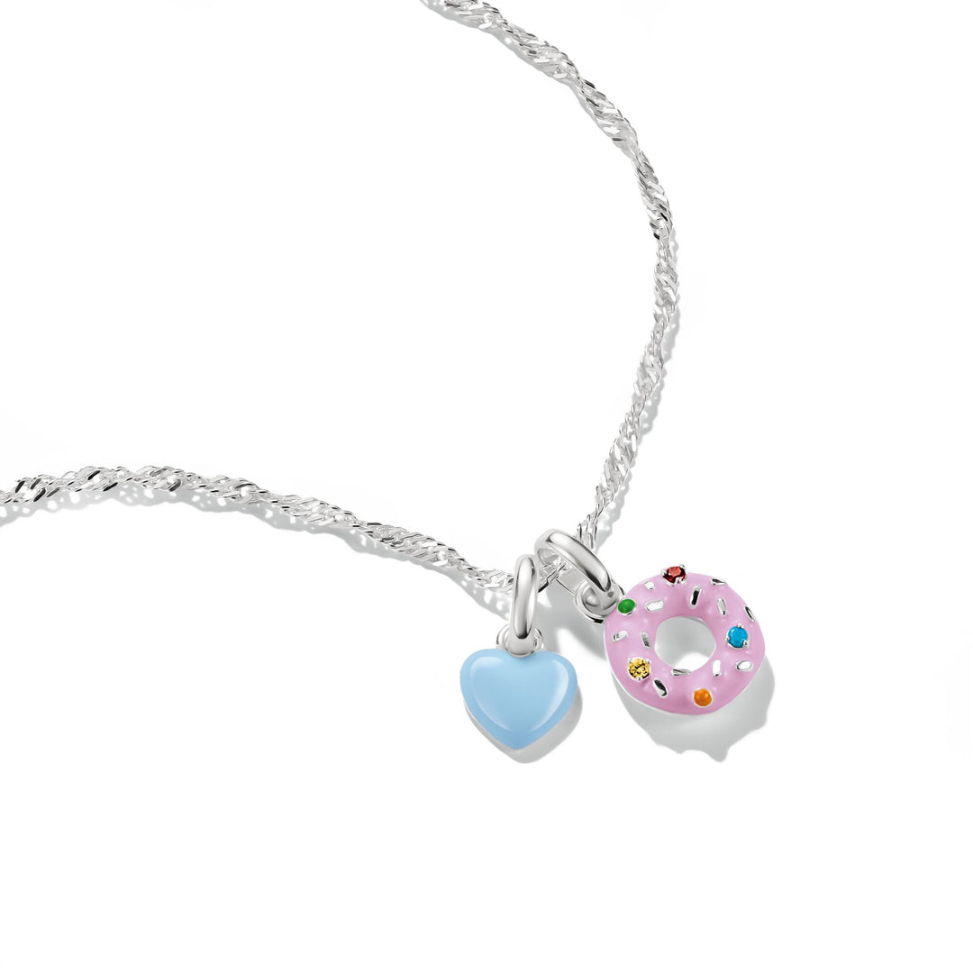 Silver-Plated Donut Charm with Colourful Stones