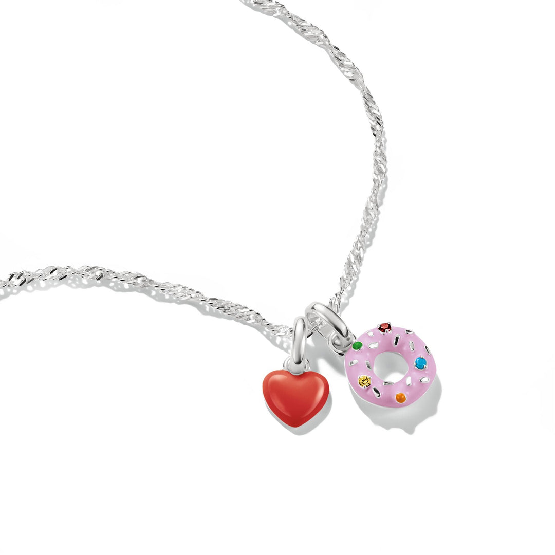 Silver-Plated Red Enamel Heart Charm