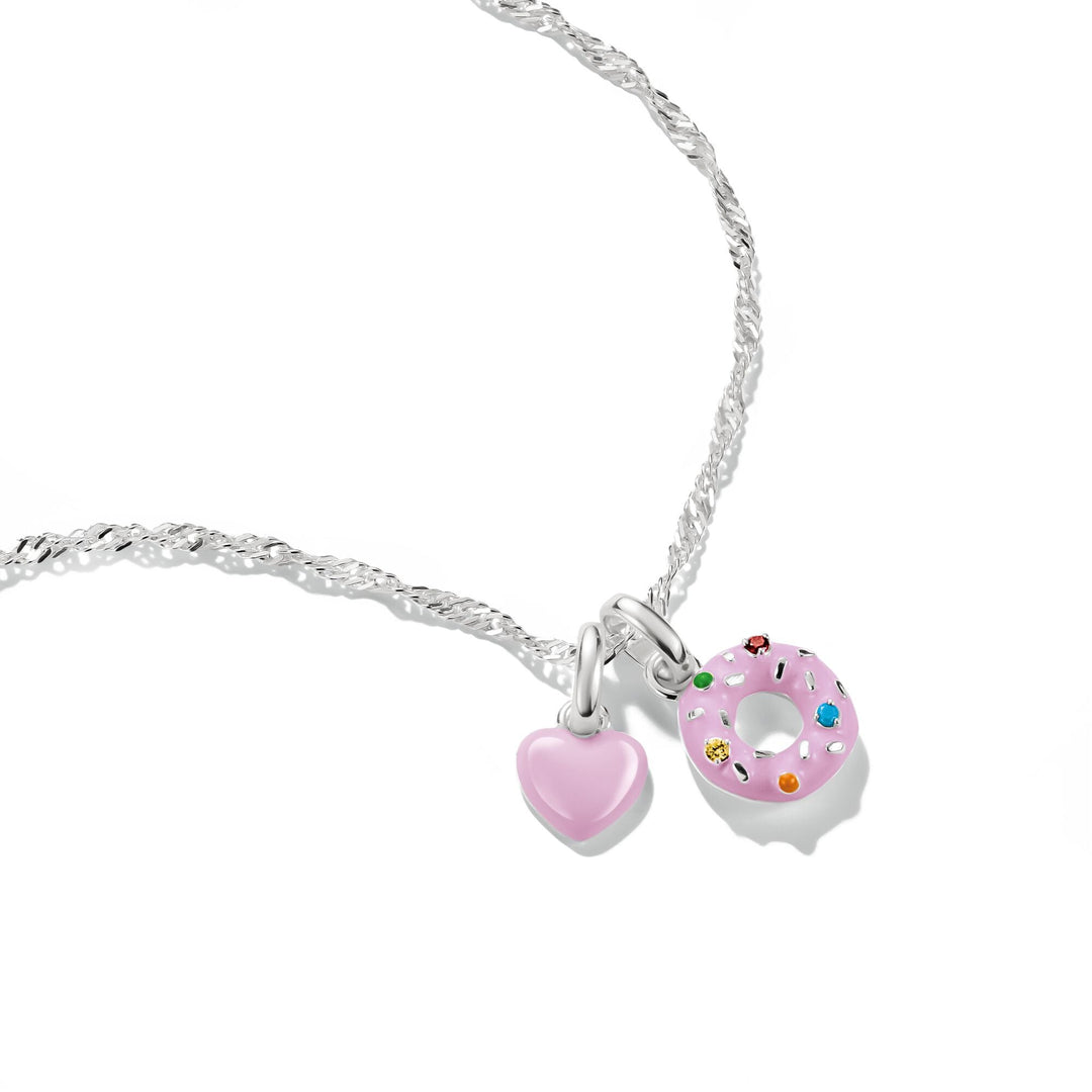 Silver-Plated Pink Enamel Heart Charm