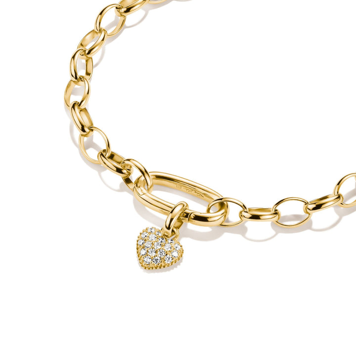 Gold-Plated Heart Charm with Prong-Set White Zirconia