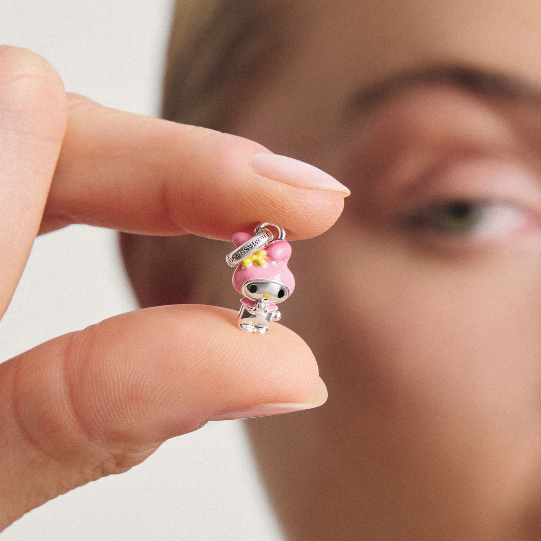 Hello Kitty My Melody Connect Charm with Yellow Bow, Silver-Plated