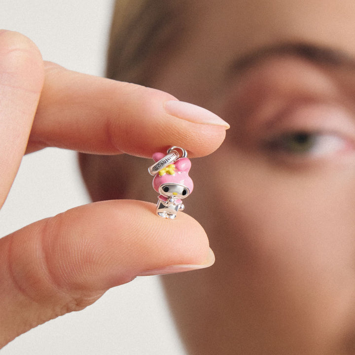 Hello Kitty My Melody Connect Charm with Yellow Bow, Silver-Plated