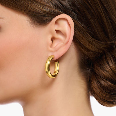 Chunky Hoop Earrings Medium Gold Plated