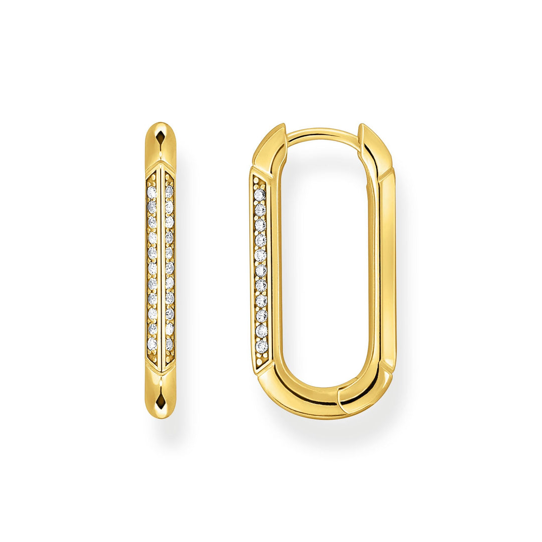 Golden Hoop earrings with white zirconia | THOMAS SABO Australia