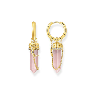 Crystal hoop earrings with rose quartz gold | THOMAS SABO Australia