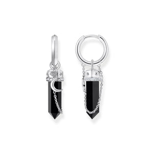 Hoop earrings with onyx in hexagon-shape and small chain | THOMAS SABO Australia