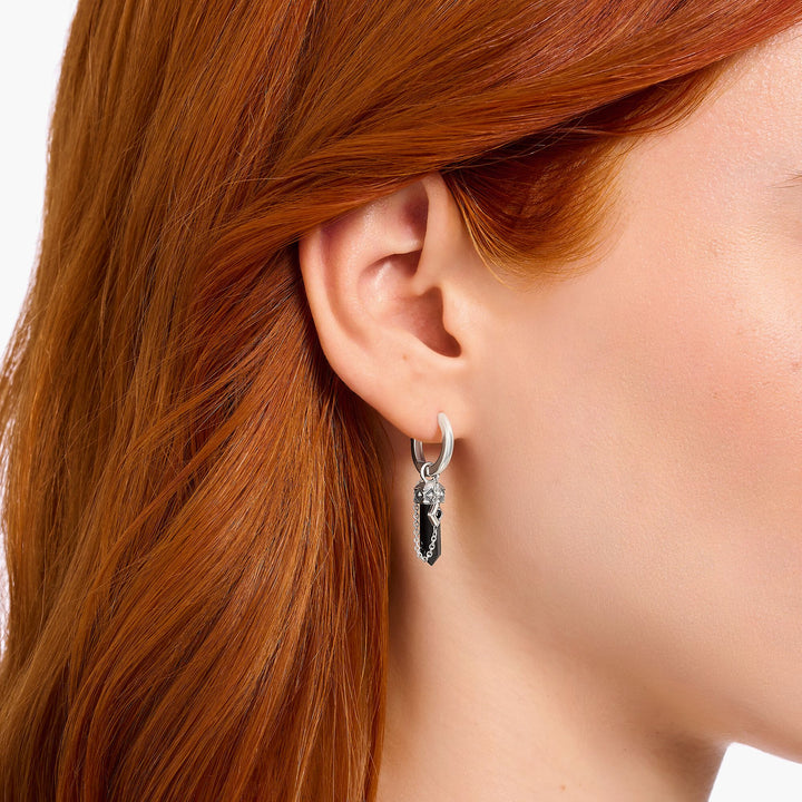 Crystal (single) hoop earring with black onyx | THOMAS SABO Australia